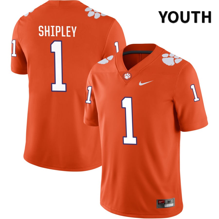 Youth Clemson Tigers Will Shipley #1 College Orange NIL 2022 NCAA Authentic Jersey Lifestyle MFO24N4O